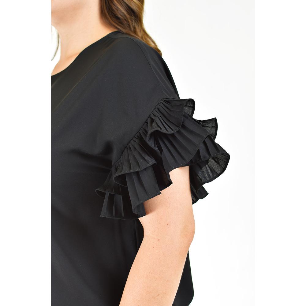 Foto 5 pulgar | Blusa Manga Con Olanes Roman Fashion /tallas Extras, 2314 (negro) Negro