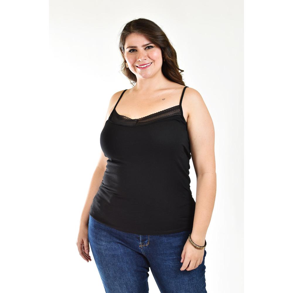 Foto 2 pulgar | Camiseta Básica De Tirantes Roman Fashion /tallas Extras, 001 (negro) Negro