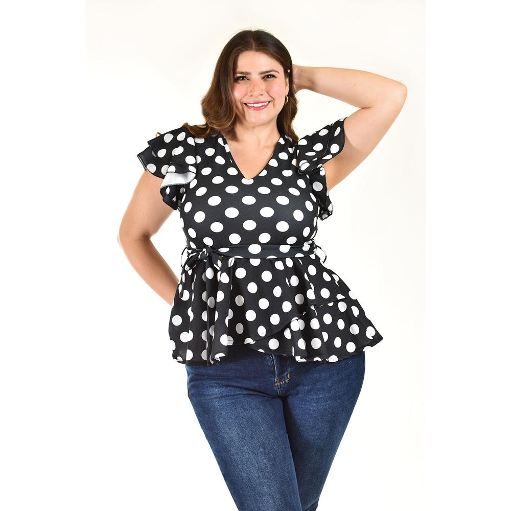 Foto 2 pulgar | Blusa De Lunares Roman Fashion /tallas Extras, 1869 (negro Puntos) Negro