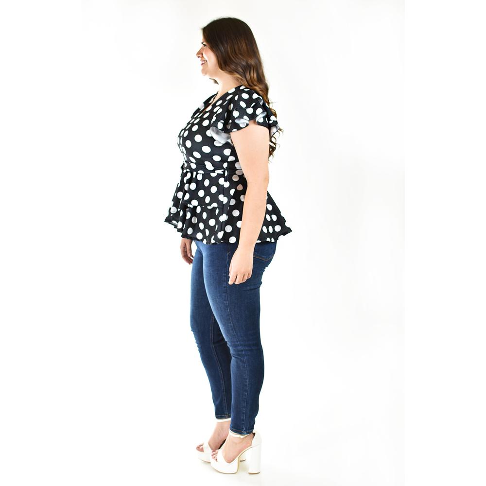 Foto 3 pulgar | Blusa De Lunares Roman Fashion /tallas Extras, 1869 (negro Puntos) Negro