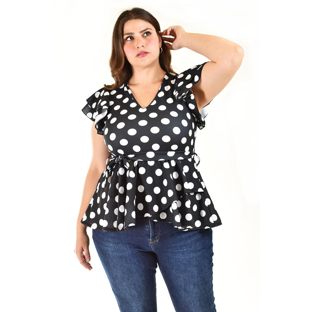 Foto 6 pulgar | Blusa De Lunares Roman Fashion /tallas Extras, 1869 (negro Puntos) Negro