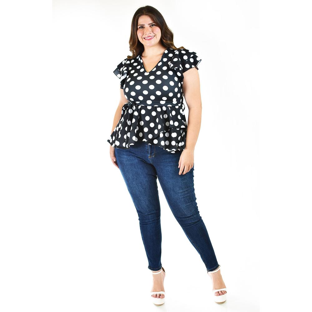 Foto 7 pulgar | Blusa De Lunares Roman Fashion /tallas Extras, 1869 (negro Puntos) Negro