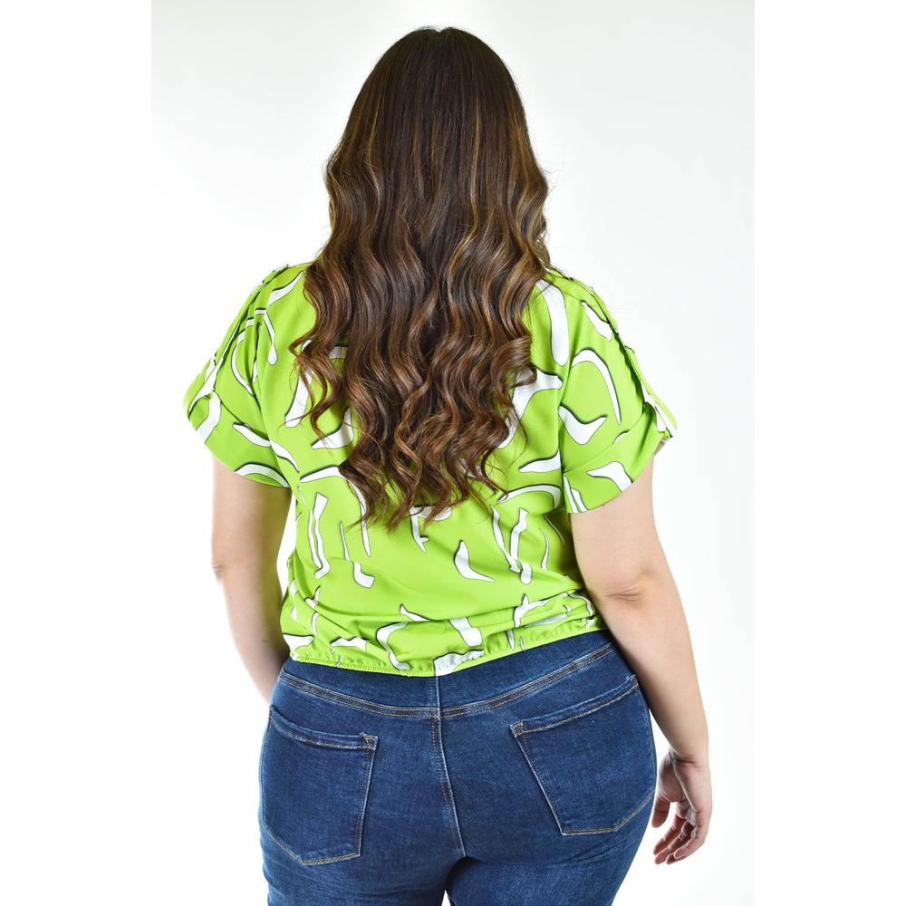 Foto 3 | Blusa Fresca con Moño Roman Fashion Tallas Extras Verde Lima para Mujer