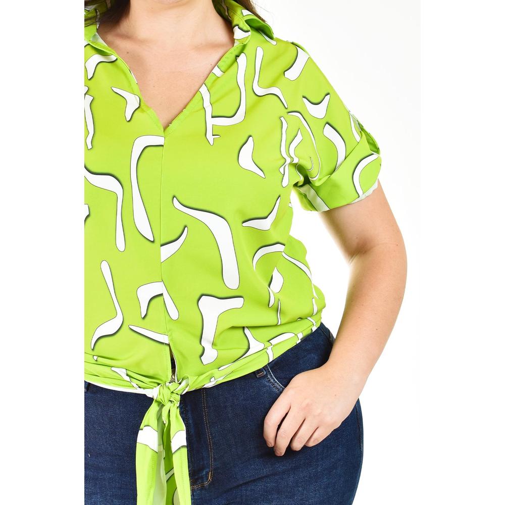Foto 4 | Blusa Fresca con Moño Roman Fashion Tallas Extras Verde Lima para Mujer
