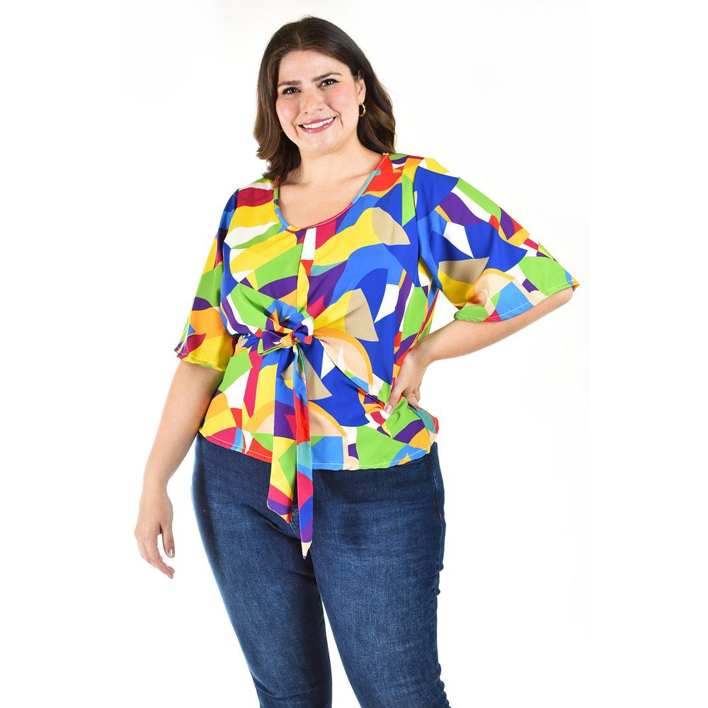 Blusa con Moño Roman Fashion Tallas Extras Multicolor para Mujer