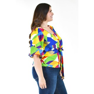 Foto 2 | Blusa con Moño Roman Fashion Tallas Extras Multicolor para Mujer