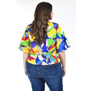 Foto 3 | Blusa con Moño Roman Fashion Tallas Extras Multicolor para Mujer