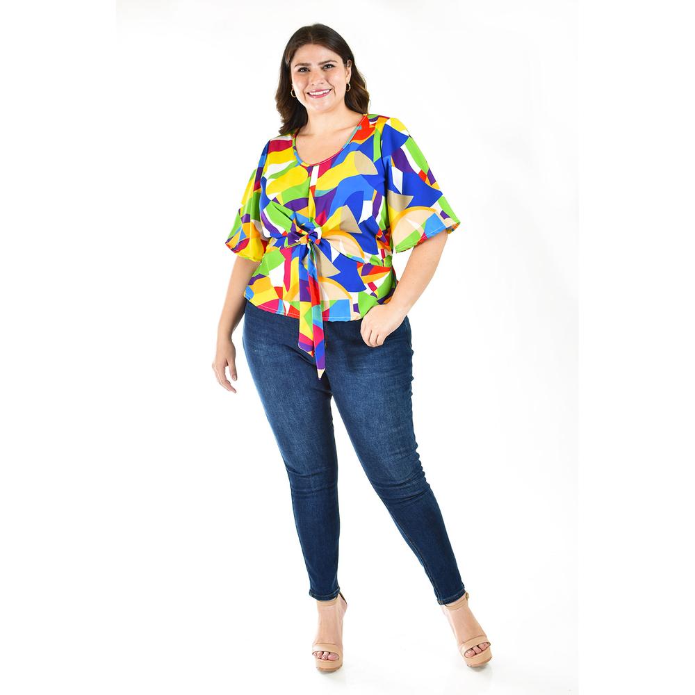 Foto 5 | Blusa con Moño Roman Fashion Tallas Extras Multicolor para Mujer