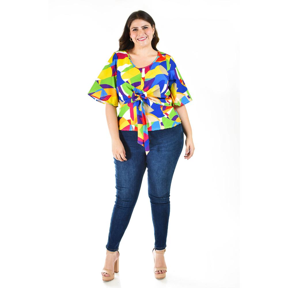 Foto 6 | Blusa con Moño Roman Fashion Tallas Extras Multicolor para Mujer