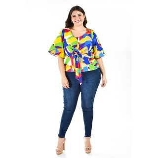 Foto 6 | Blusa con Moño Roman Fashion Tallas Extras Multicolor para Mujer