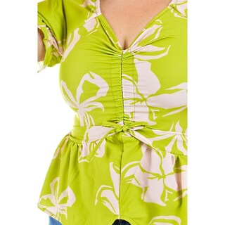 Foto 3 | Blusa con Jareta Roman Fashion Tallas Extras Verde Lima para Mujer