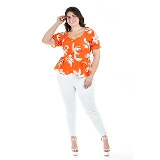 Foto 5 | Blusa con Jareta Roman Fashion Tallas Extras Naranja para Mujer