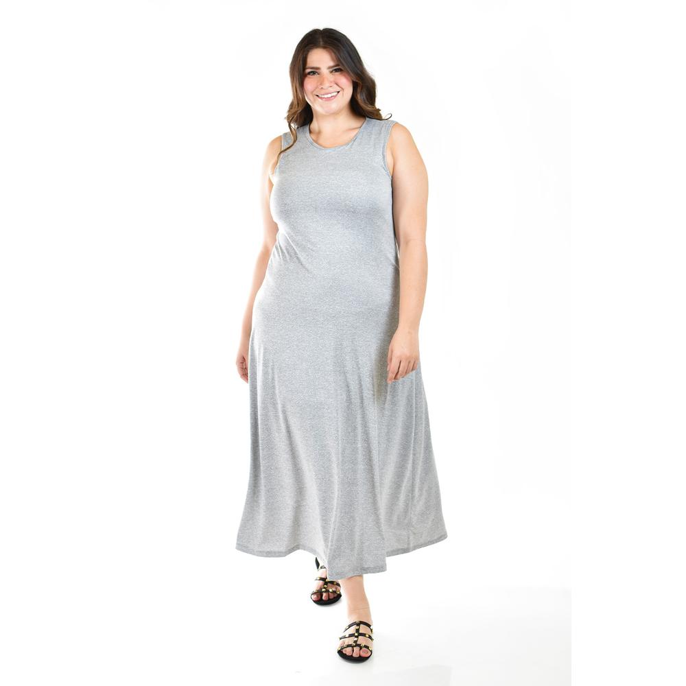 Foto 2 pulgar | Maxivestido con Strech Roman Fashion Tallas Extras Gris para Mujer