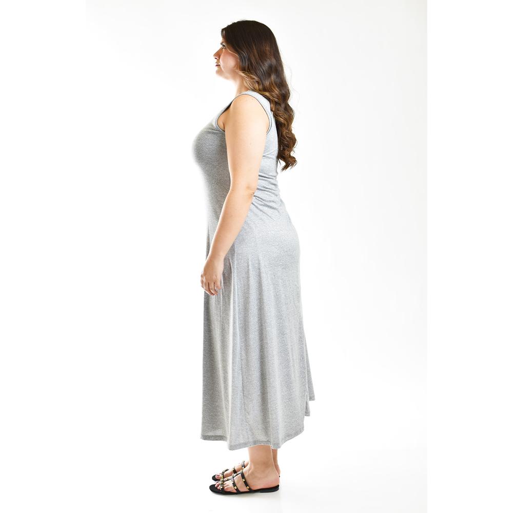 Foto 3 pulgar | Maxivestido con Strech Roman Fashion Tallas Extras Gris para Mujer