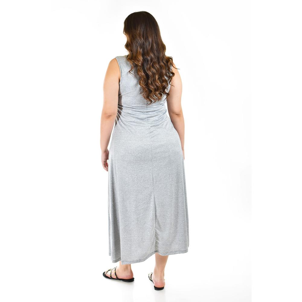 Foto 4 pulgar | Maxivestido con Strech Roman Fashion Tallas Extras Gris para Mujer