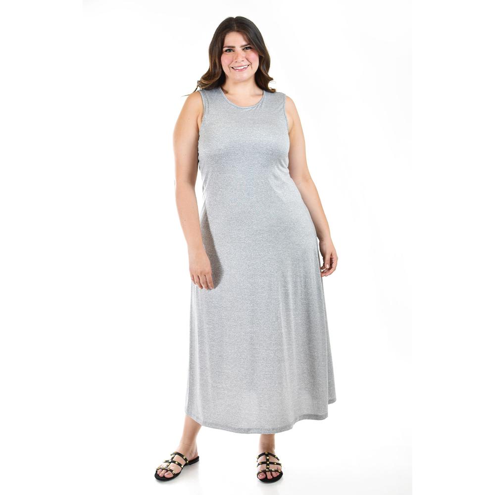 Foto 5 pulgar | Maxivestido con Strech Roman Fashion Tallas Extras Gris para Mujer