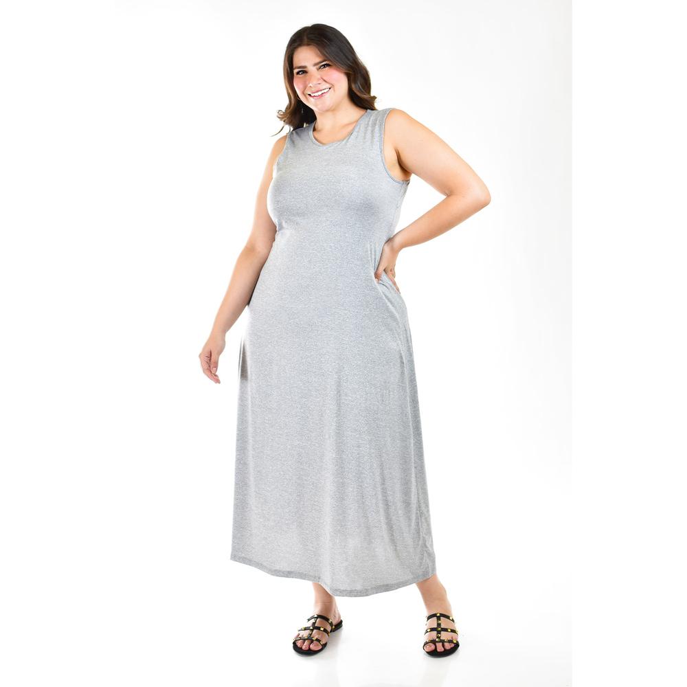 Foto 6 pulgar | Maxivestido con Strech Roman Fashion Tallas Extras Gris para Mujer