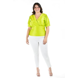 Foto 4 | Blusa Escote V Roman Fashion Tallas Extras Verde Lima para Mujer