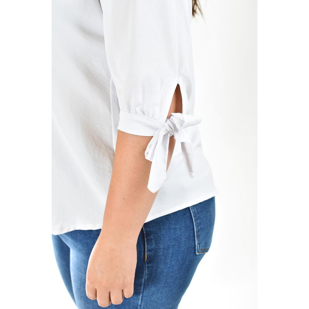 Foto 5 pulgar | Blusa Con Moño En Manga Roman Fashion/ Tallas Extras, 2294 (blanco) Blanco
