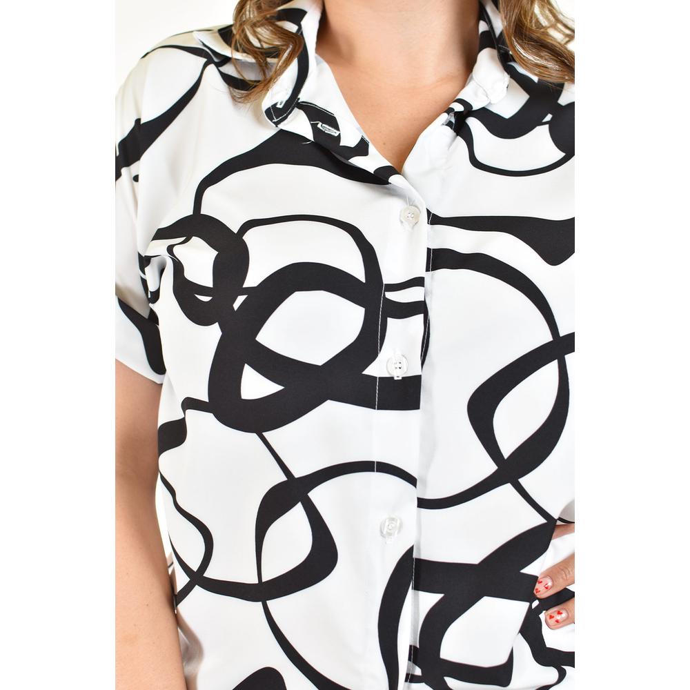Foto 5 pulgar | Blusa Con Nudo Roman Fashion /tallas Extras, 1865 (blanco/negro) Blanco
