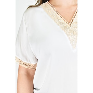 Foto 4 | Blusa De Chifon Con Encaje Roman Fashion /tallas Extras, 009 (blanco) Blanco