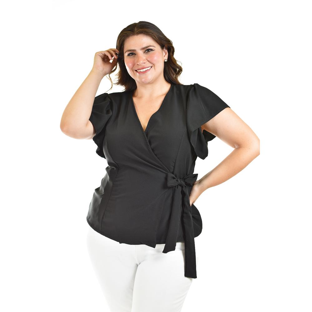 Foto 2 pulgar | Blusa Manga Mariposa Roman Fashion /tallas Extras, 1840 (negro) Negro