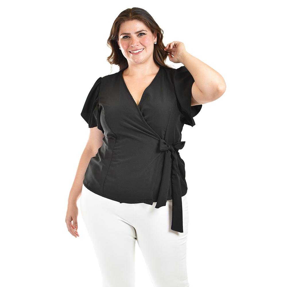 Foto 4 | Blusa Manga Mariposa Roman Fashion /tallas Extras, 1840 (negro) Negro