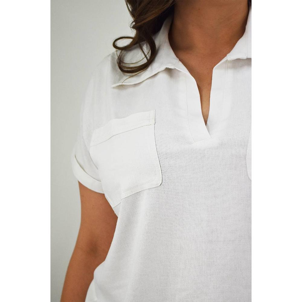 Foto 5 pulgar | Camisa De Lino Roman Fashion /tallas Extras, 2295 (blanco) Blanco