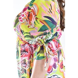 Foto 4 | Blusa Floreada De Chiffon Roman Fashion /tallas Extras, 1826 (lima Flores) Verde Lima