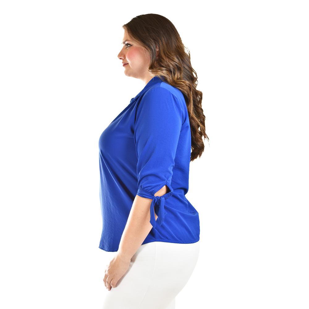 Foto 3 pulgar | Blusa Con Moño En Manga Roman Fashion/ Tallas Extras, 2294 (azul Rey) Azul