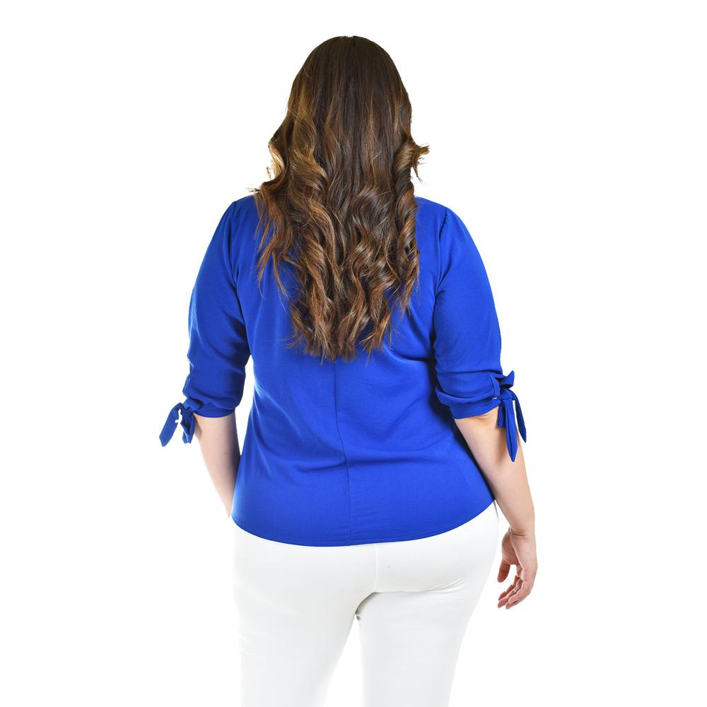 Foto 4 pulgar | Blusa Con Moño En Manga Roman Fashion/ Tallas Extras, 2294 (azul Rey) Azul