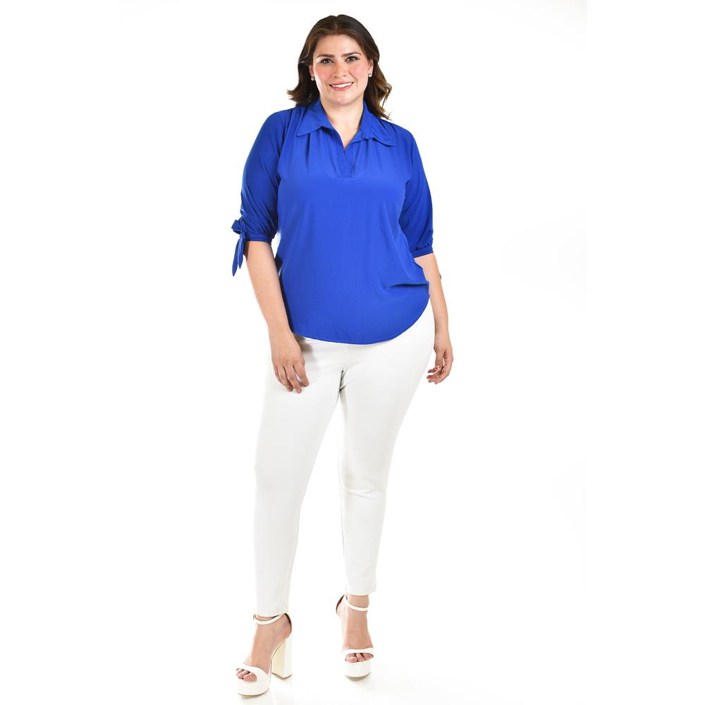 Foto 5 pulgar | Blusa Con Moño En Manga Roman Fashion/ Tallas Extras, 2294 (azul Rey) Azul