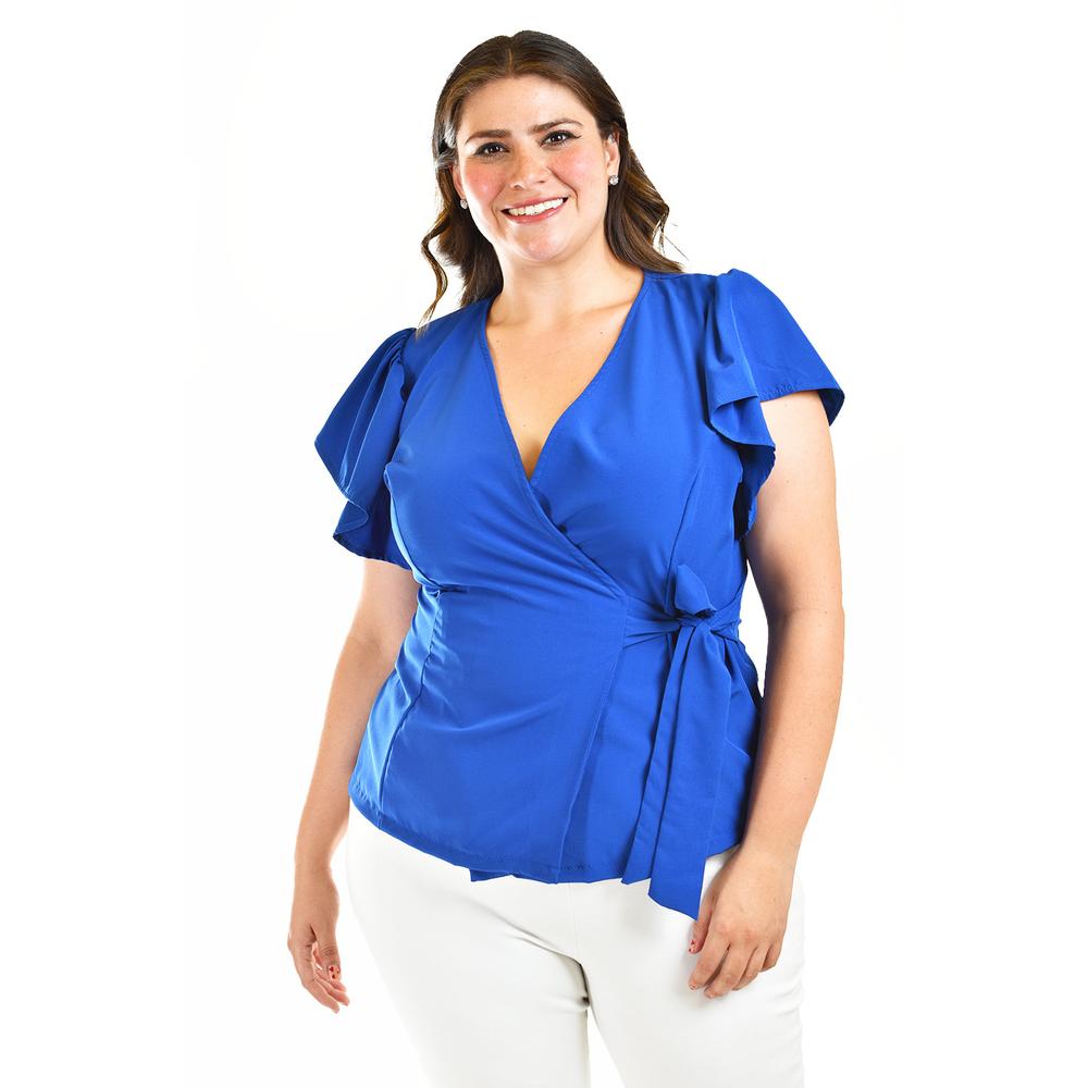 Foto 2 pulgar | Blusa Manga Mariposa Roman Fashion /tallas Extras, 1840 (azul Rey) Azul