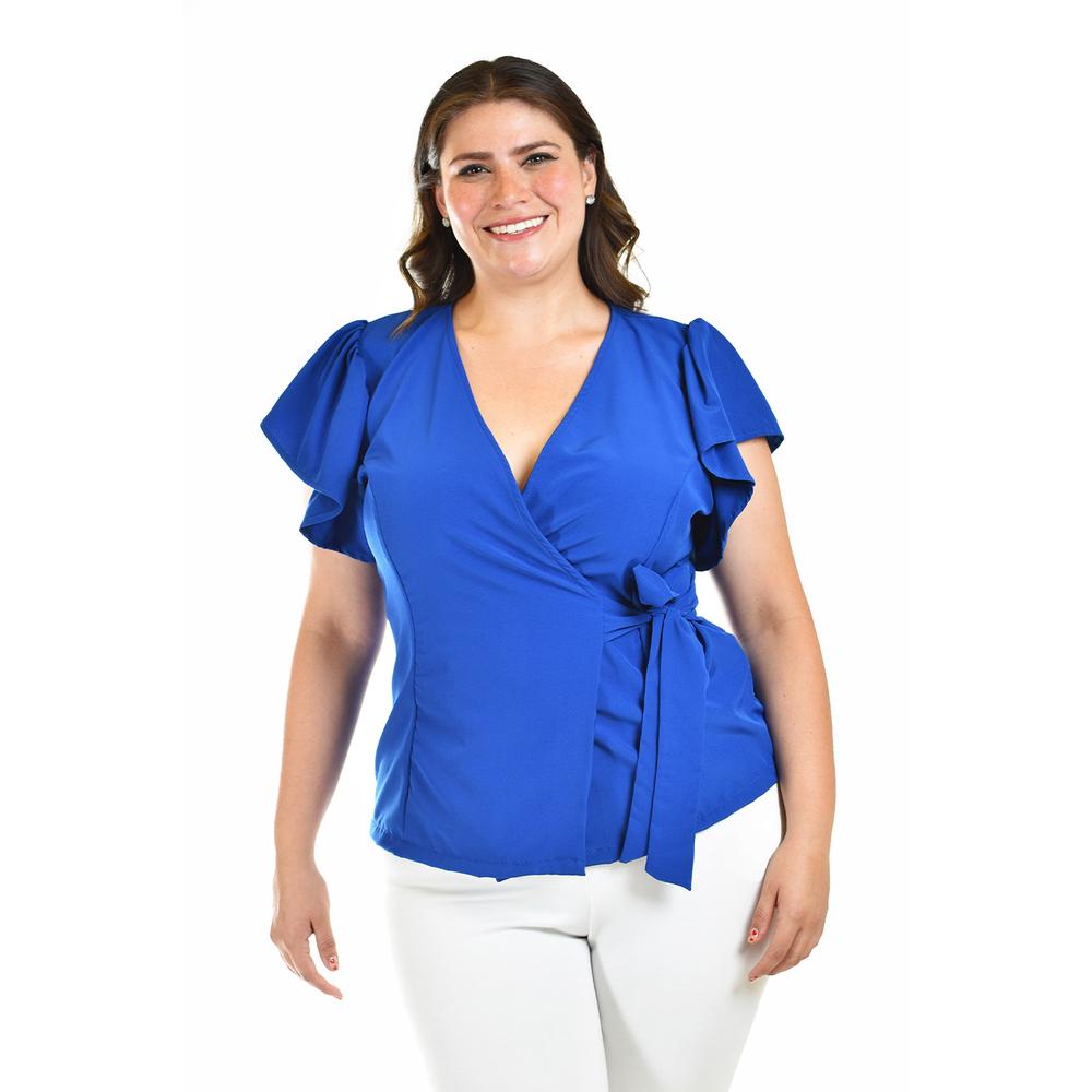 Foto 5 pulgar | Blusa Manga Mariposa Roman Fashion /tallas Extras, 1840 (azul Rey) Azul