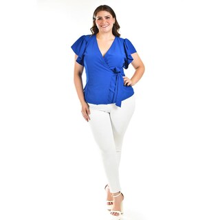Foto 5 | Blusa Manga Mariposa Roman Fashion /tallas Extras, 1840 (azul Rey) Azul