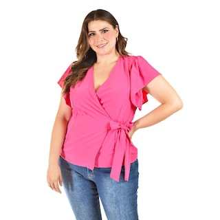 Foto 4 | Blusa Manga Mariposa Roman Fashion /tallas Extras, 1840 (fiusha) Fucsia