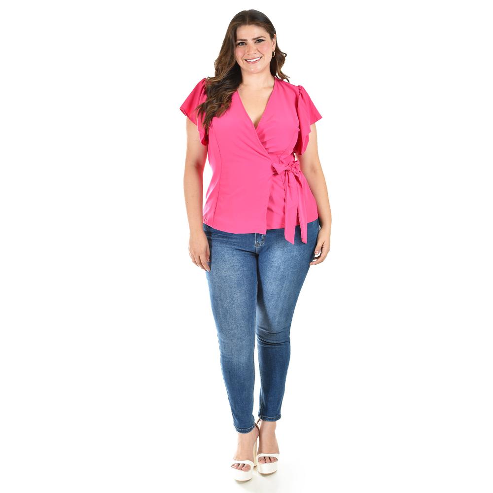 Foto 6 pulgar | Blusa Manga Mariposa Roman Fashion /tallas Extras, 1840 (fiusha) Fucsia