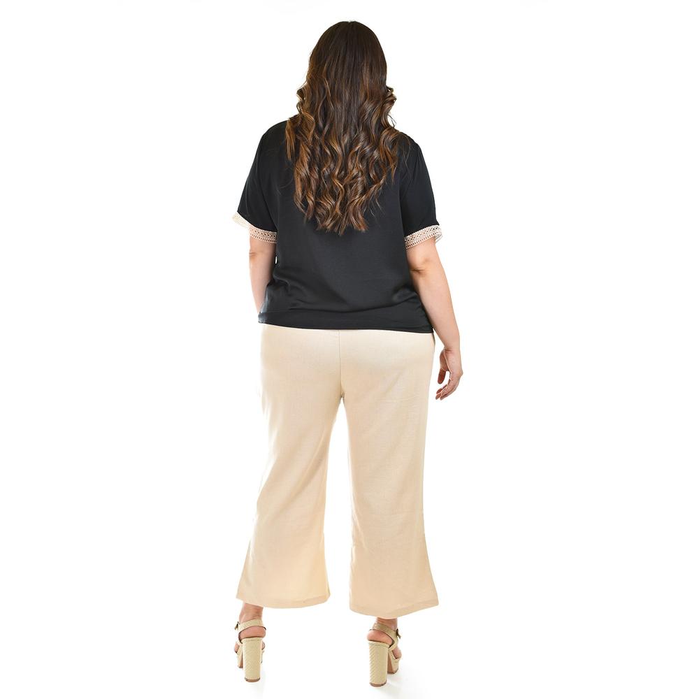 Foto 4 pulgar | Blusa De Chifon Con Encaje Roman Fashion /tallas Extras, 009 (negro) Negro