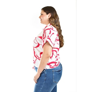 Foto 2 | Blusa Con Nudo Roman Fashion /tallas Extras, 1865 (blanco /fiusha) Blanco