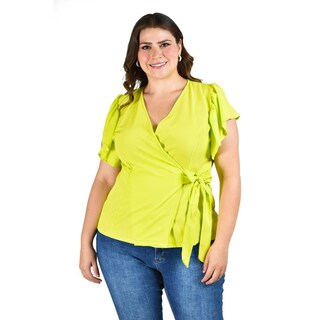 Foto 1 | Blusa Manga Mariposa Roman Fashion /tallas Extras, 1840 (lima) Verde Lima