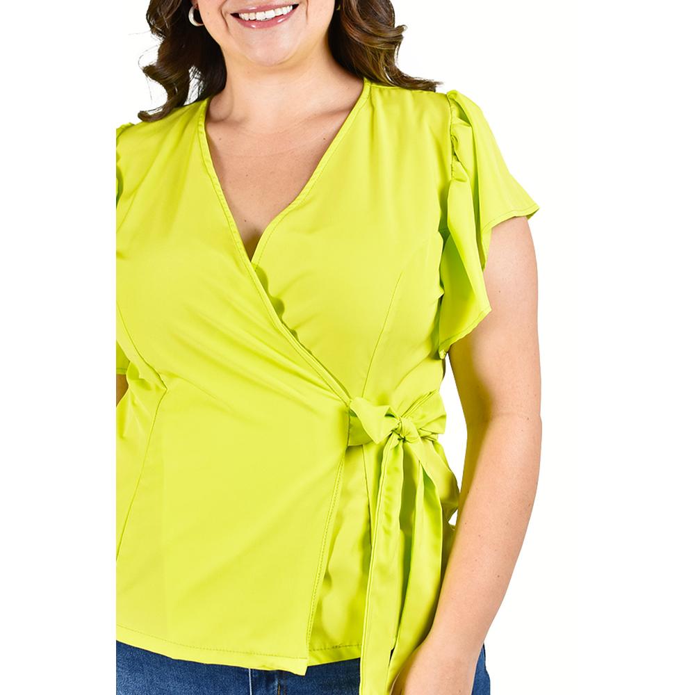 Foto 4 | Blusa Manga Mariposa Roman Fashion /tallas Extras, 1840 (lima) Verde Lima