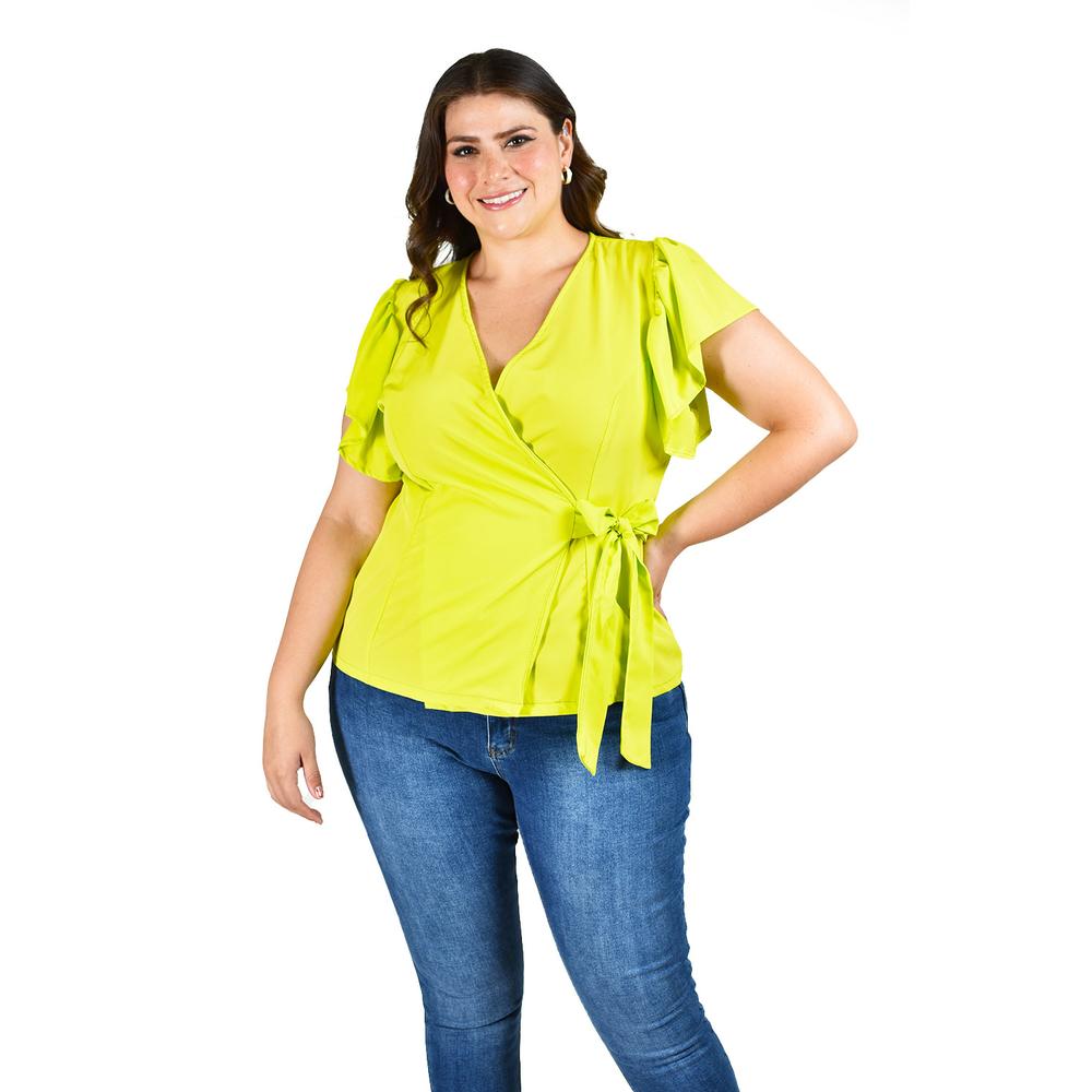 Foto 6 pulgar | Blusa Manga Mariposa Roman Fashion /tallas Extras, 1840 (lima) Verde Lima