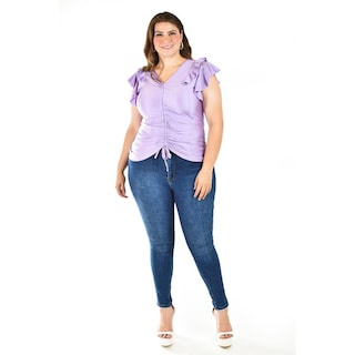 Foto 5 | Blusa Con Jareta Roman Fashion /tallas Extras, 1779 (lila) Lila