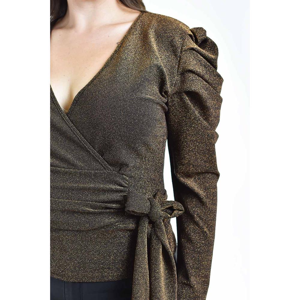 Foto 5 pulgar | Blusa Glitter Manga Farol Roman Fashion /tallas Extras, 1764 (cobre) Cafe