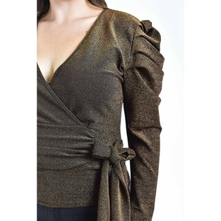 Foto 4 | Blusa Glitter Manga Farol Roman Fashion /tallas Extras, 1764 (cobre) Cafe