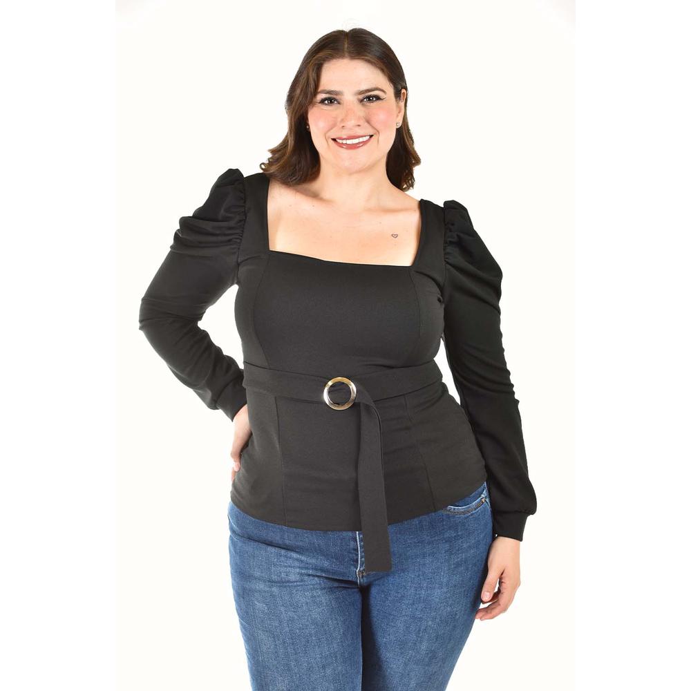 Blusa Escote Cuadrado Roman Fashion /tallas Extras, 1849 (negro) Negro