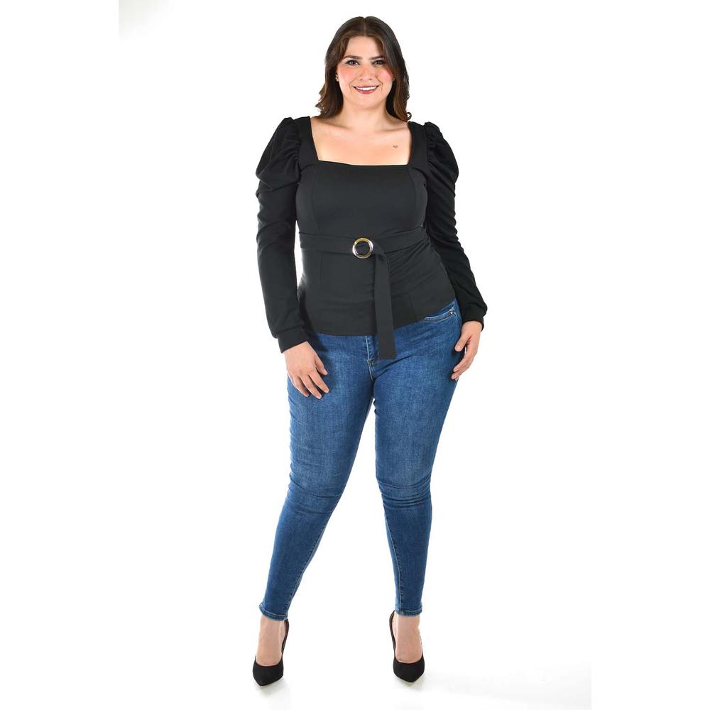 Foto 6 pulgar | Blusa Escote Cuadrado Roman Fashion /tallas Extras, 1849 (negro) Negro