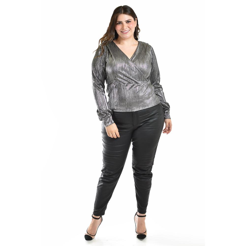 Foto 5 pulgar | Blusa Textura Metalica Roman Fashion /tallas Extras, 1883 (plateado) Plateado