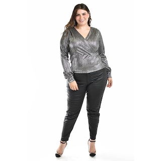 Foto 4 | Blusa Textura Metalica Roman Fashion /tallas Extras, 1883 (plateado) Plateado