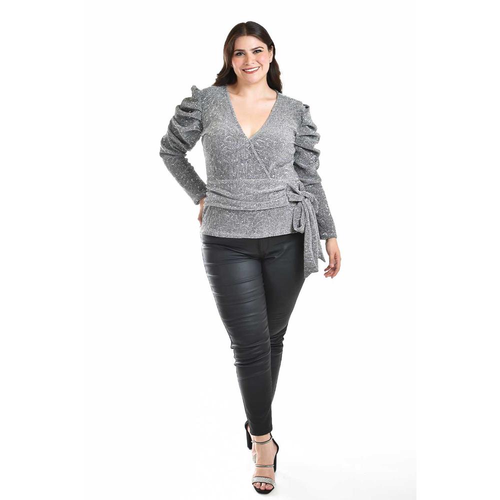 Foto 5 pulgar | Blusa De Lentejuela Roman Fashion /tallas Extras, 21764 (plateado) Plateado